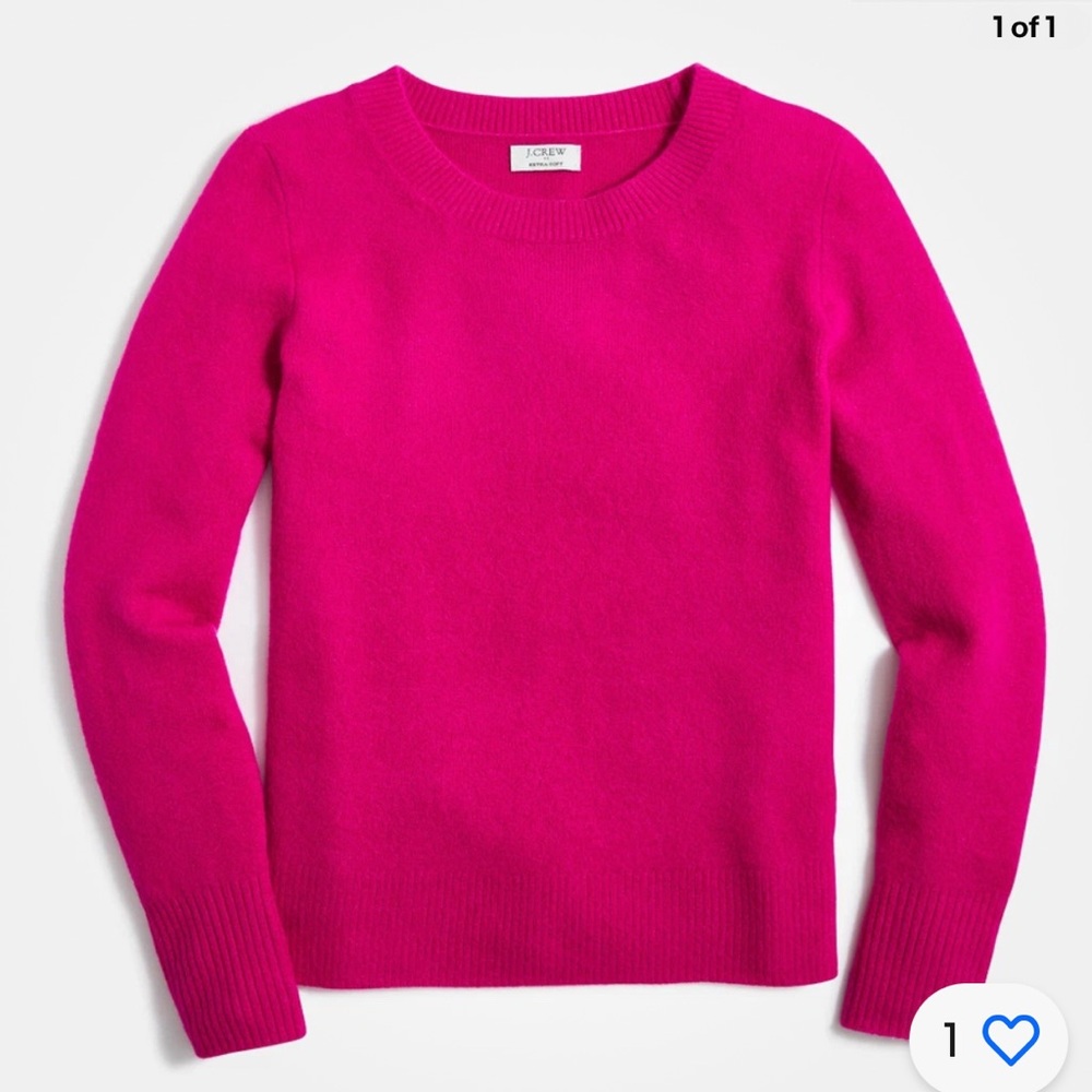 J. Crew Vibrant Hot Pink Crew Neck Sweater Extra Soft Yarn